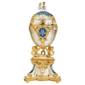 Egg Design Toscano Empress Galina Collectible Enameled Trinket Box Jeweled Blue